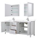 Wyndham Daria 80" Double Bathroom Vanity In White White Cultured Marble Countertop Undermount Square Sinks and Medicine Cabinets WCV252580DWHWCUNSMED