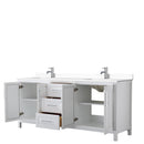 Wyndham Daria 80" Double Bathroom Vanity In White White Cultured Marble Countertop Undermount Square Sinks and No Mirror WCV252580DWHWCUNSMXX