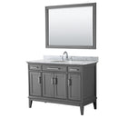 Wyndham Margate 48" Single Bathroom Vanity In Dark Gray White Carrara Marble Countertop Undermount Oval Sink And 44" Mirror WCV303048SKGCMUNOM44