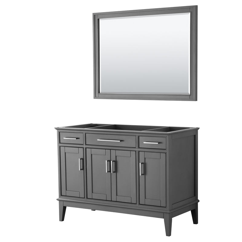 Wyndham Margate 48" Single Bathroom Vanity In Dark Gray No Countertop No Sink And 44" Mirror WCV303048SKGCXSXXM44