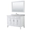 Wyndham Margate 48" Single Bathroom Vanity In White White Carrara Marble Countertop Undermount Oval Sink And 44" Mirror WCV303048SWHCMUNOM44