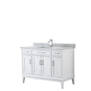 Wyndham Margate 48" Single Bathroom Vanity In White White Carrara Marble Countertop Undermount Square Sink And No Mirror WCV303048SWHCMUNSMXX