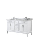 Wyndham Margate 60" Double Bathroom Vanity In White White Carrara Marble Countertop Undermount Oval Sinks And No Mirror WCV303060DWHCMUNOMXX