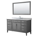 Wyndham Margate 60" Single Bathroom Vanity In Dark Gray White Carrara Marble Countertop Undermount Oval Sink And 56" Mirror WCV303060SKGCMUNOM56