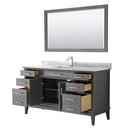 Wyndham Margate 60" Single Bathroom Vanity In Dark Gray White Carrara Marble Countertop Undermount Square Sink and 56" Mirror WCV303060SKGCMUNSM56