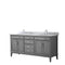 Wyndham Margate 72" Double Bathroom Vanity In Dark Gray White Carrara Marble Countertop Undermount Oval Sinks And No Mirror WCV303072DKGCMUNOMXX