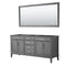 Wyndham Margate 72" Double Bathroom Vanity In Dark Gray No Countertop No Sink And 70" Mirror WCV303072DKGCXSXXM70