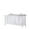 Wyndham Margate 72" Double Bathroom Vanity In White White Carrara Marble Countertop Undermount Oval Sinks And No Mirror WCV303072DWHCMUNOMXX