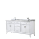 Wyndham Margate 72" Double Bathroom Vanity In White White Carrara Marble Countertop Undermount Square Sinks And No Mirror WCV303072DWHCMUNSMXX