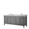 Wyndham Margate 80" Double Bathroom Vanity In Dark Gray White Carrara Marble Countertop Undermount Square Sinks And No Mirror WCV303080DKGCMUNSMXX