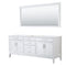 Wyndham Margate 80" Double Bathroom Vanity In White No Countertop No Sink And 70" Mirror WCV303080DWHCXSXXM70