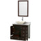 Wyndham Acclaim 36" Single Bathroom Vanity In Espresso White Carrara Marble Countertop Pyra Bone Porcelain Sink and 24" Mirror WCV800036SESCMD2BM24