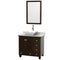 Wyndham Acclaim 36" Single Bathroom Vanity In Espresso White Carrara Marble Countertop Pyra White Porcelain Sink And 24" Mirror WCV800036SESCMD2WM24