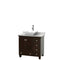 Wyndham Acclaim 36" Single Bathroom Vanity In Espresso White Carrara Marble Countertop Pyra White Porcelain Sink And No Mirror WCV800036SESCMD2WMXX