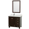 Wyndham Acclaim 36" Single Bathroom Vanity In Espresso White Carrara Marble Countertop Undermount Square Sink And 24" Mirror WCV800036SESCMUNSM24