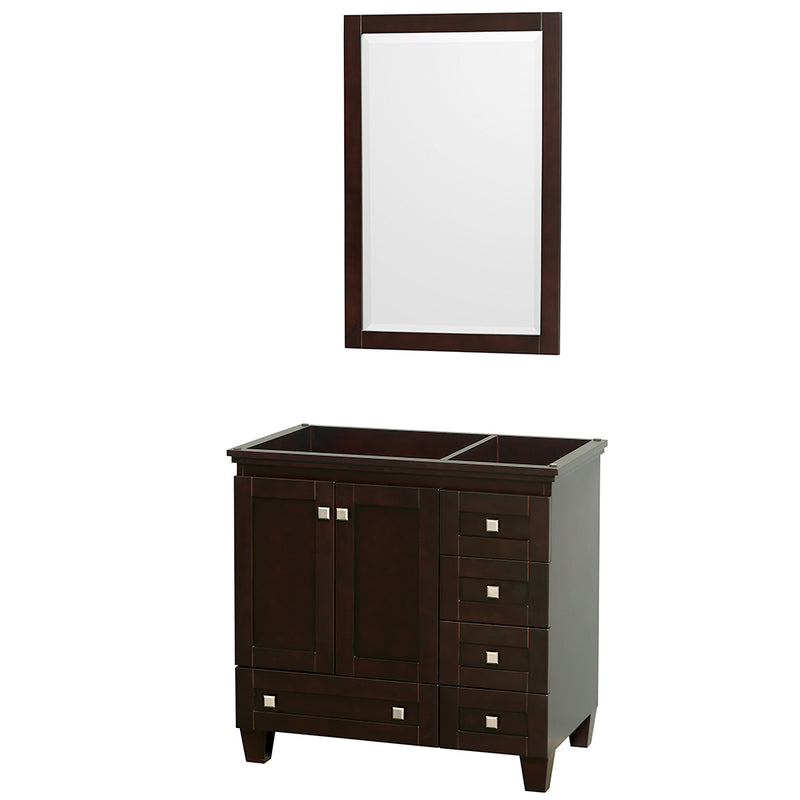 Wyndham Acclaim 36" Single Bathroom Vanity In Espresso No Countertop No Sink And 24" Mirror WCV800036SESCXSXXM24