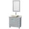 Wyndham Acclaim 36" Single Bathroom Vanity In Oyster Gray White Carrara Marble Countertop Pyra Bone Porcelain Sink And 24" Mirror WCV800036SOYCMD2BM24