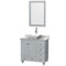 Wyndham Acclaim 36" Single Bathroom Vanity In Oyster Gray White Carrara Marble Countertop Pyra White Porcelain Sink And 24" Mirror WCV800036SOYCMD2WM24