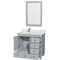 Wyndham Acclaim 36" Single Bathroom Vanity In Oyster Gray White Carrara Marble Countertop Undermount Square Sink and 24" Mirror WCV800036SOYCMUNSM24