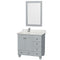 Wyndham Acclaim 36" Single Bathroom Vanity In Oyster Gray White Carrara Marble Countertop Undermount Square Sink And 24" Mirror WCV800036SOYCMUNSM24