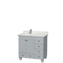 Wyndham Acclaim 36" Single Bathroom Vanity In Oyster Gray White Carrara Marble Countertop Undermount Square Sink And No Mirror WCV800036SOYCMUNSMXX