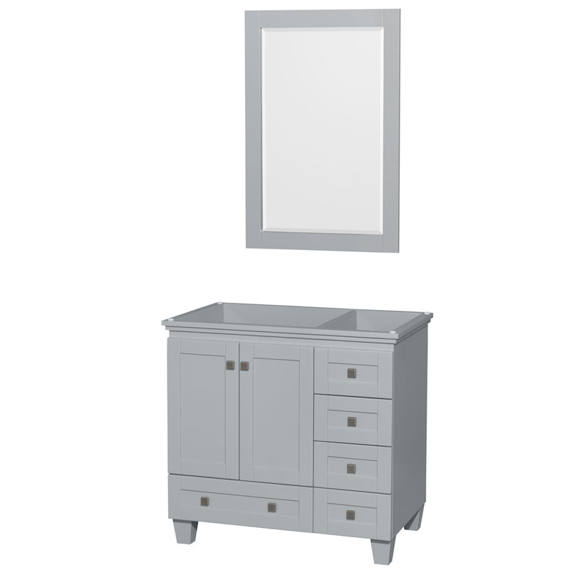 Wyndham Acclaim 36" Single Bathroom Vanity In Oyster Gray No Countertop No Sink And 24" Mirror WCV800036SOYCXSXXM24