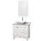 Wyndham Acclaim 36" Single Bathroom Vanity In White White Carrara Marble Countertop Pyra White Porcelain Sink And 24" Mirror WCV800036SWHCMD2WM24