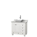 Wyndham Acclaim 36" Single Bathroom Vanity In White White Carrara Marble Countertop Pyra White Porcelain Sink And No Mirror WCV800036SWHCMD2WMXX