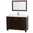 Wyndham Acclaim 48" Single Bathroom Vanity In Espresso Light-Vein Carrara Cultured Marble Countertop Undermount Square Sink And 24" Mirror WCV800048SESC2UNSM24