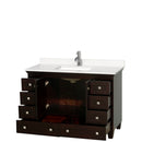 Wyndham Acclaim 48" Single Bathroom Vanity In Espresso Light-Vein Carrara Cultured Marble Countertop Undermount Square Sink and No Mirror WCV800048SESC2UNSMXX