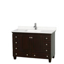 Wyndham Acclaim 48" Single Bathroom Vanity In Espresso Light-Vein Carrara Cultured Marble Countertop Undermount Square Sink And No Mirror WCV800048SESC2UNSMXX