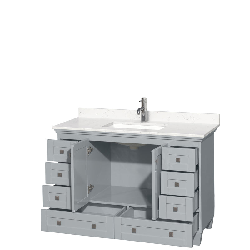 Wyndham Acclaim 48" Single Bathroom Vanity In Oyster Gray Light-Vein Carrara Cultured Marble Countertop Undermount Square Sink and No Mirror WCV800048SOYC2UNSMXX