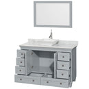 Wyndham Acclaim 48" Single Bathroom Vanity In Oyster Gray White Carrara Marble Countertop Pyra White Porcelain Sink and 24" Mirror WCV800048SOYCMD2WM24