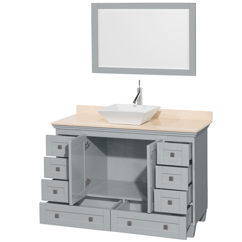 Wyndham AAA Acclaim 48" Single Bathroom Vanity In Oyster Gray Ivory Marble Countertop Pyra White Porcelain Sink and 24" Mirror WCV800048SOYIVD2WM24