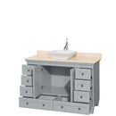 Wyndham AAA Acclaim 48" Single Bathroom Vanity In Oyster Gray Ivory Marble Countertop Pyra White Porcelain Sink and No Mirror WCV800048SOYIVD2WMXX