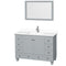 Wyndham Acclaim 48" Single Bathroom Vanity In Oyster Gray White Cultured Marble Countertop Undermount Square Sink And 24" Mirror WCV800048SOYWCUNSM24