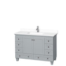 Wyndham Acclaim 48" Single Bathroom Vanity In Oyster Gray White Cultured Marble Countertop Undermount Square Sink And No Mirror WCV800048SOYWCUNSMXX