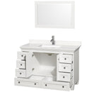 Wyndham Acclaim 48" Single Bathroom Vanity In White Light-Vein Carrara Cultured Marble Countertop Undermount Square Sink and 24" Mirror WCV800048SWHC2UNSM24