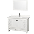 Wyndham Acclaim 48" Single Bathroom Vanity In White Light-Vein Carrara Cultured Marble Countertop Undermount Square Sink And 24" Mirror WCV800048SWHC2UNSM24