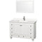 Wyndham Acclaim 48" Single Bathroom Vanity In White Light-Vein Carrara Cultured Marble Countertop Undermount Square Sink And 24" Mirror WCV800048SWHC2UNSM24