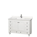 Wyndham Acclaim 48" Single Bathroom Vanity In White Light-Vein Carrara Cultured Marble Countertop Undermount Square Sink And No Mirror WCV800048SWHC2UNSMXX