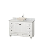 Wyndham Acclaim 48" Single Bathroom Vanity In White White Carrara Marble Countertop Pyra Bone Sink And No Mirror WCV800048SWHCMD2BMXX