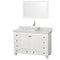 Wyndham Acclaim 48" Single Bathroom Vanity In White White Carrara Marble Countertop Pyra White Sink And 24" Mirror WCV800048SWHCMD2WM24