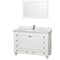 Wyndham Acclaim 48" Single Bathroom Vanity In White White Carrara Marble Countertop Undermount Square Sink And 24" Mirror WCV800048SWHCMUNSM24