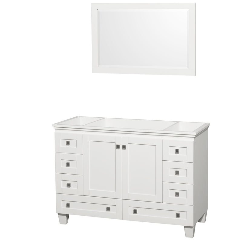 Wyndham Acclaim 48" Single Bathroom Vanity In White No Countertop No Sink And 24" Mirror WCV800048SWHCXSXXM24