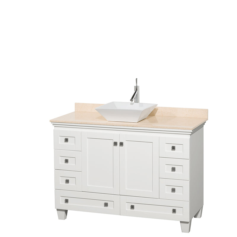 Wyndham AAA Acclaim 48" Single Bathroom Vanity In White Ivory Marble Countertop Pyra White Sink And No Mirror WCV800048SWHIVD2WMXX