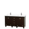 Wyndham Acclaim 60" Double Bathroom Vanity In Espresso White Cultured Marble Countertop Undermount Square Sinks And No Mirrors WCV800060DESWCUNSMXX