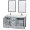 Wyndham Acclaim 60" Double Bathroom Vanity In Oyster Gray Light-Vein Carrara Cultured Marble Countertop Undermount Square Sinks and 24" Mirrors WCV800060DOYC2UNSM24