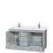 Wyndham Acclaim 60" Double Bathroom Vanity In Oyster Gray Light-Vein Carrara Cultured Marble Countertop Undermount Square Sinks and No Mirrors WCV800060DOYC2UNSMXX