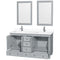 Wyndham Acclaim 60" Double Bathroom Vanity In Oyster Gray White Cultured Marble Countertop Undermount Square Sinks and 24" Mirrors WCV800060DOYWCUNSM24